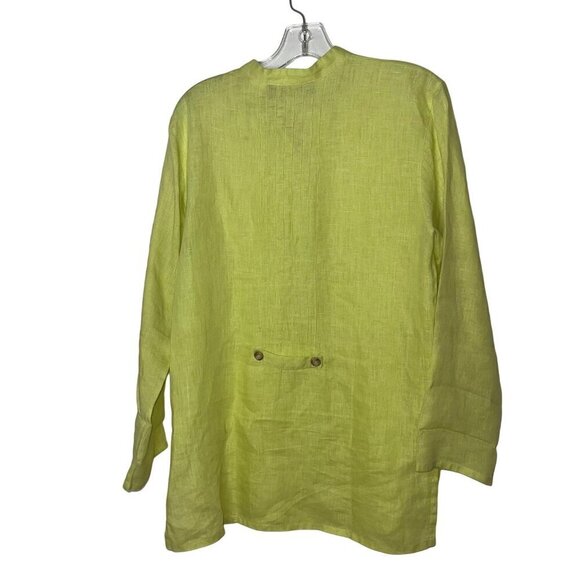 Harve Bernard Vintage Womens Shirt Size S Yellow Button Up Long Sleeve Side Slit - Picture 2 of 6